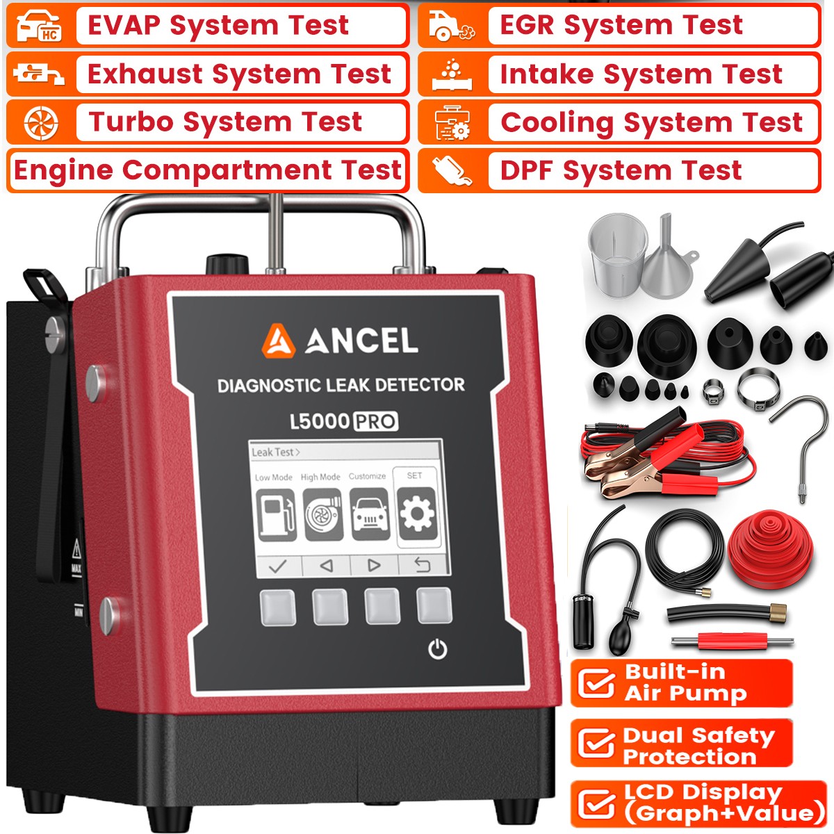 ANCEL L5000 PRO EVAP Smoke Machine Automotive With Pressure Decay & Vacuum Test