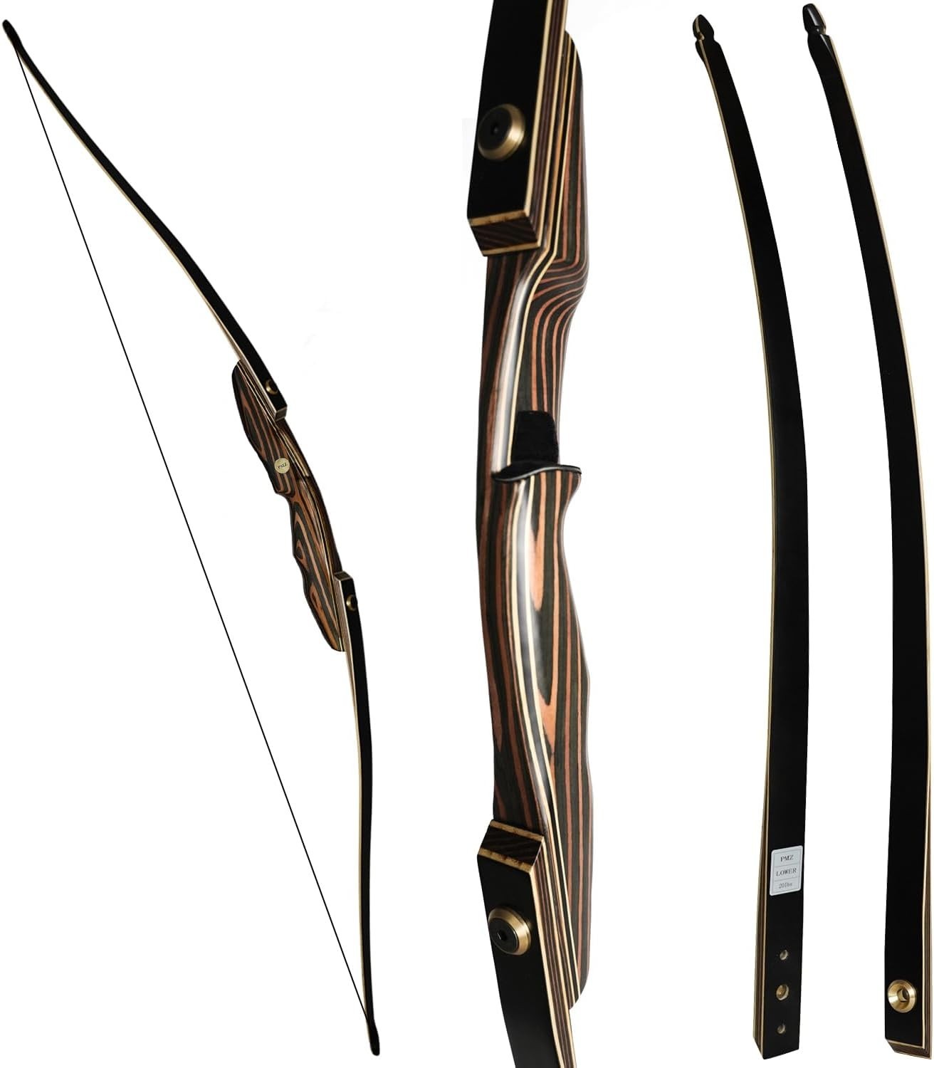 PMZ 64'' Takedown Traditional Longbow Recurve Bow Hunting Bow for Adult 35lbs