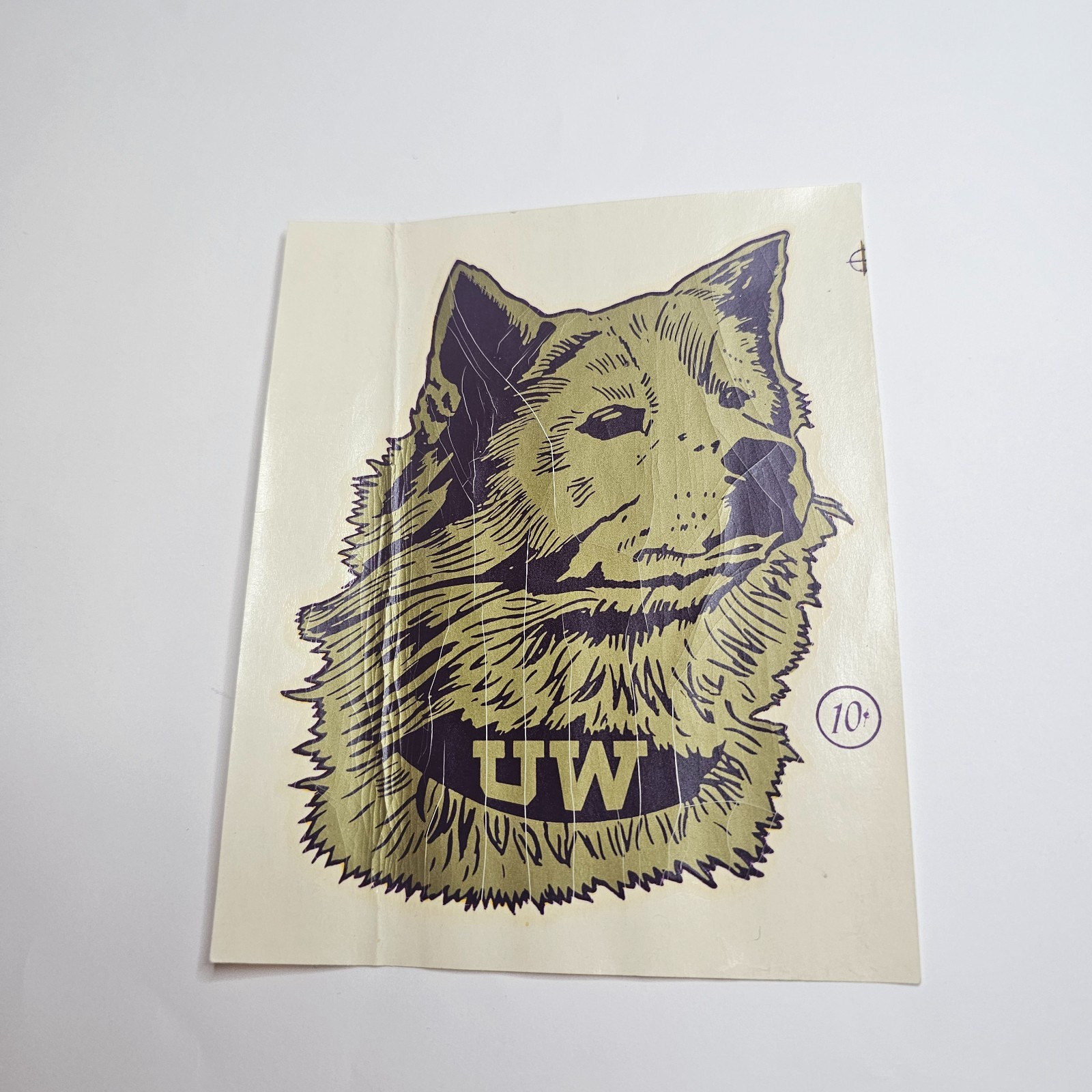 1930s WASHINGTON HUSKIES 10-CENT WATER TRANSFER DECAL UW STICKER FOOTBALL DAWGS