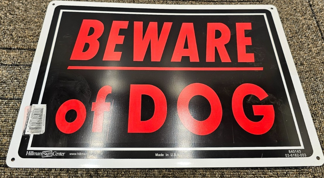 (QTY 5) Hillman 840143 Black Beware of Dog Sign 10 in. H X 14 in. W Aluminum