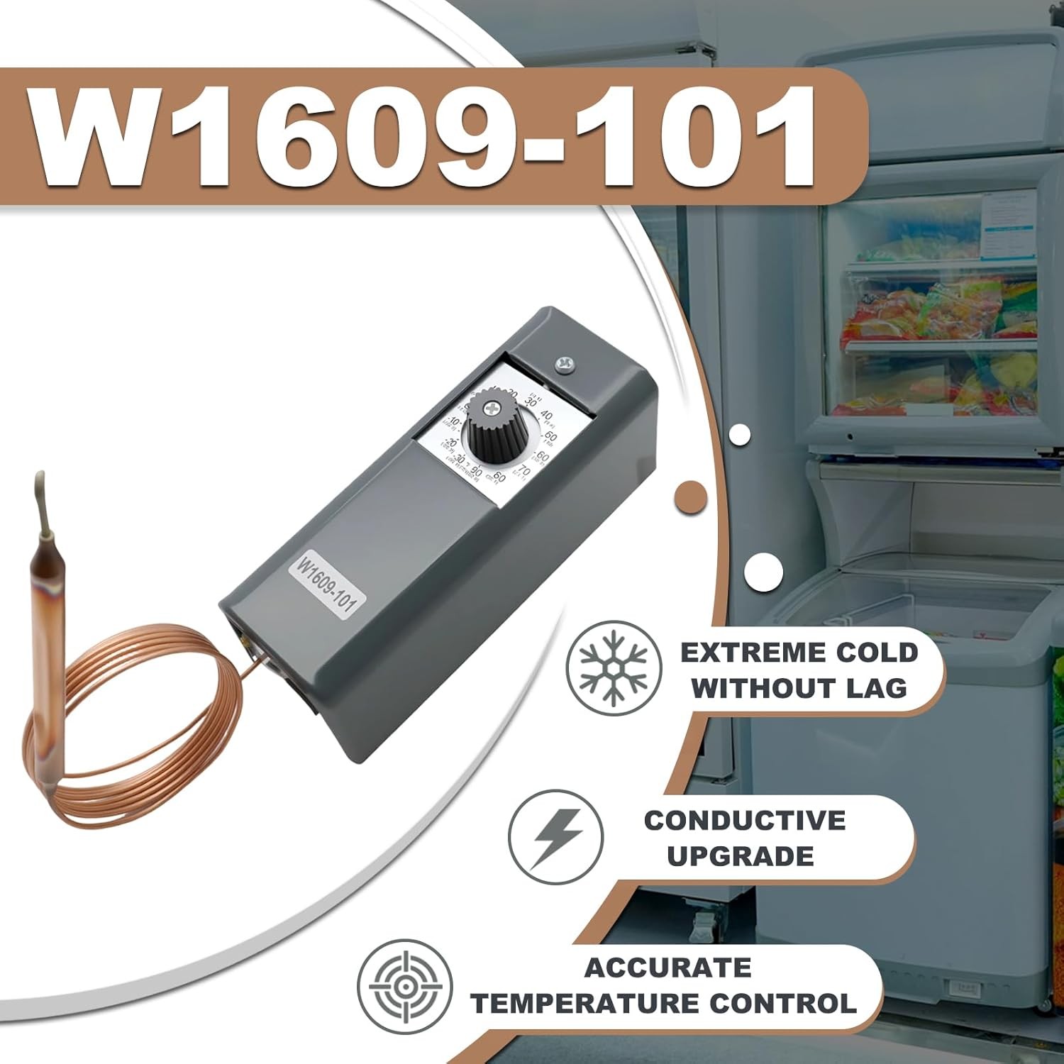 W1609-101 Refrigeration Thermostat Temperature Controller with Remote Black