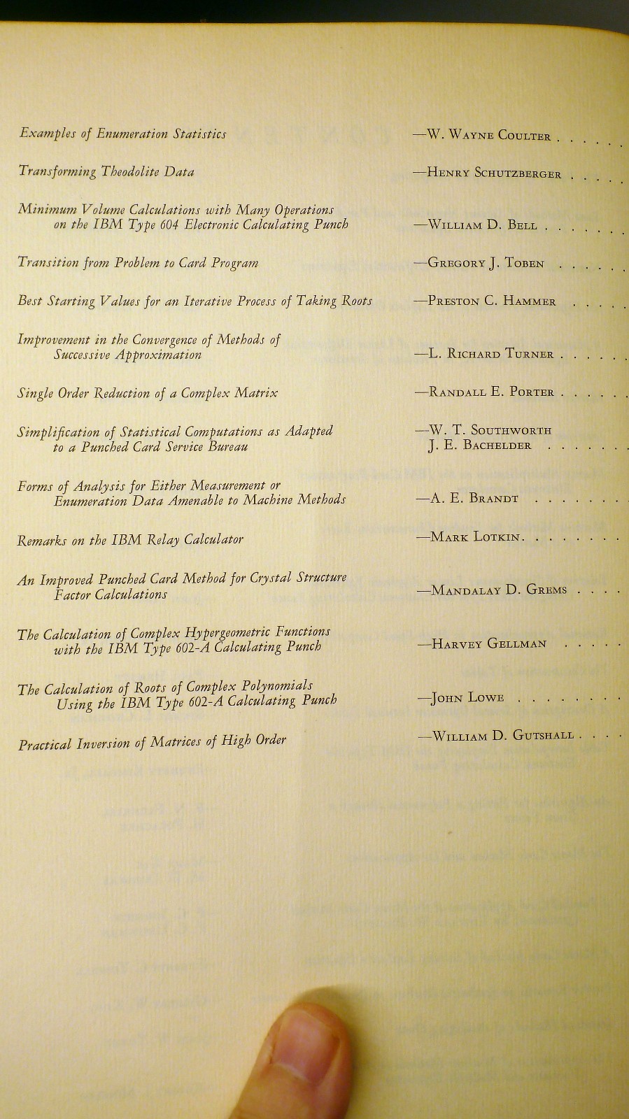 IBM: Computation Seminar, December 1949