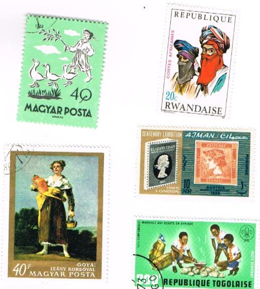 Beautiful Worldwide Pictorial  Stamps 5 Used