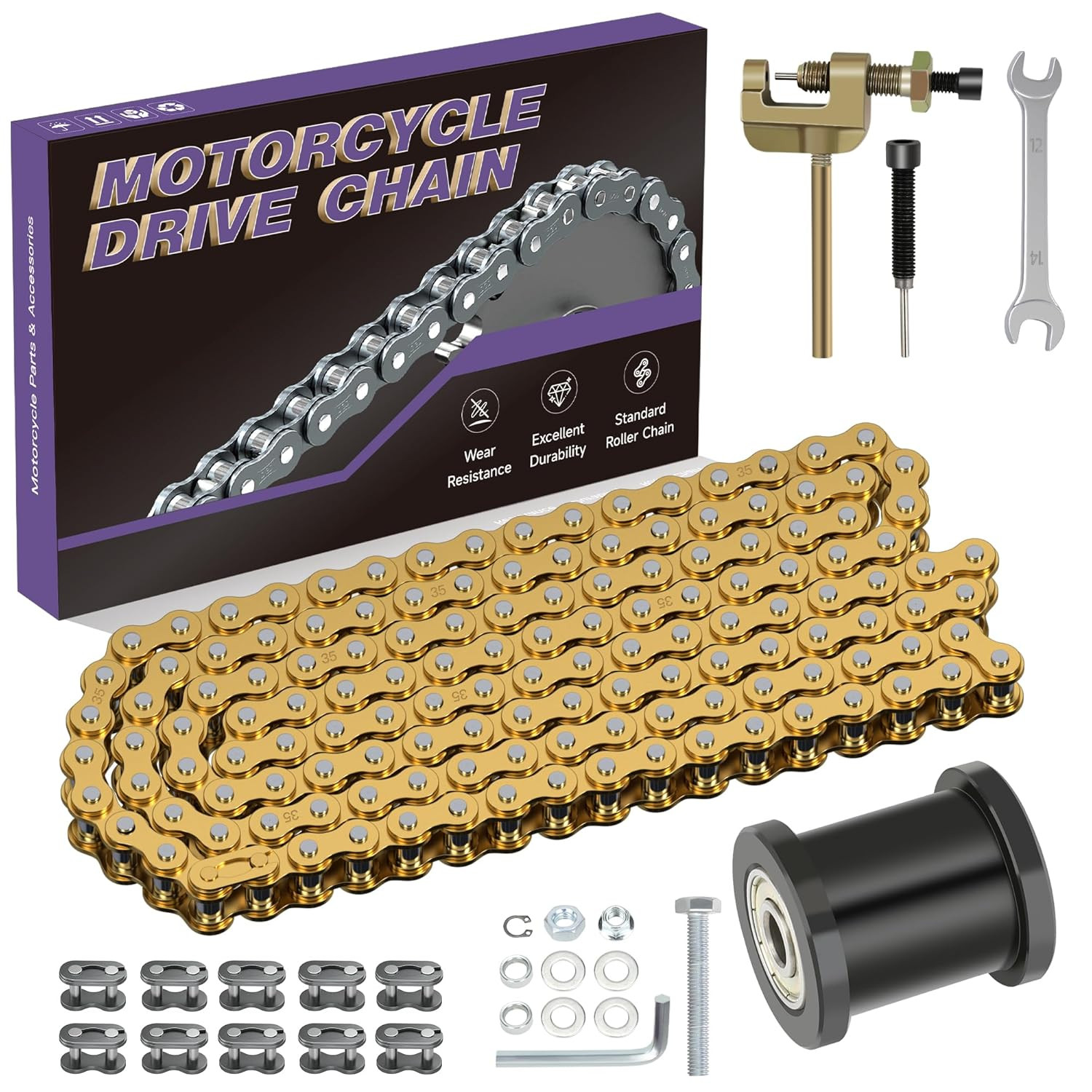 35 Gold Chain Mini Bike Chain Tensioner Compatible Coleman CT100U CC100X Motovox