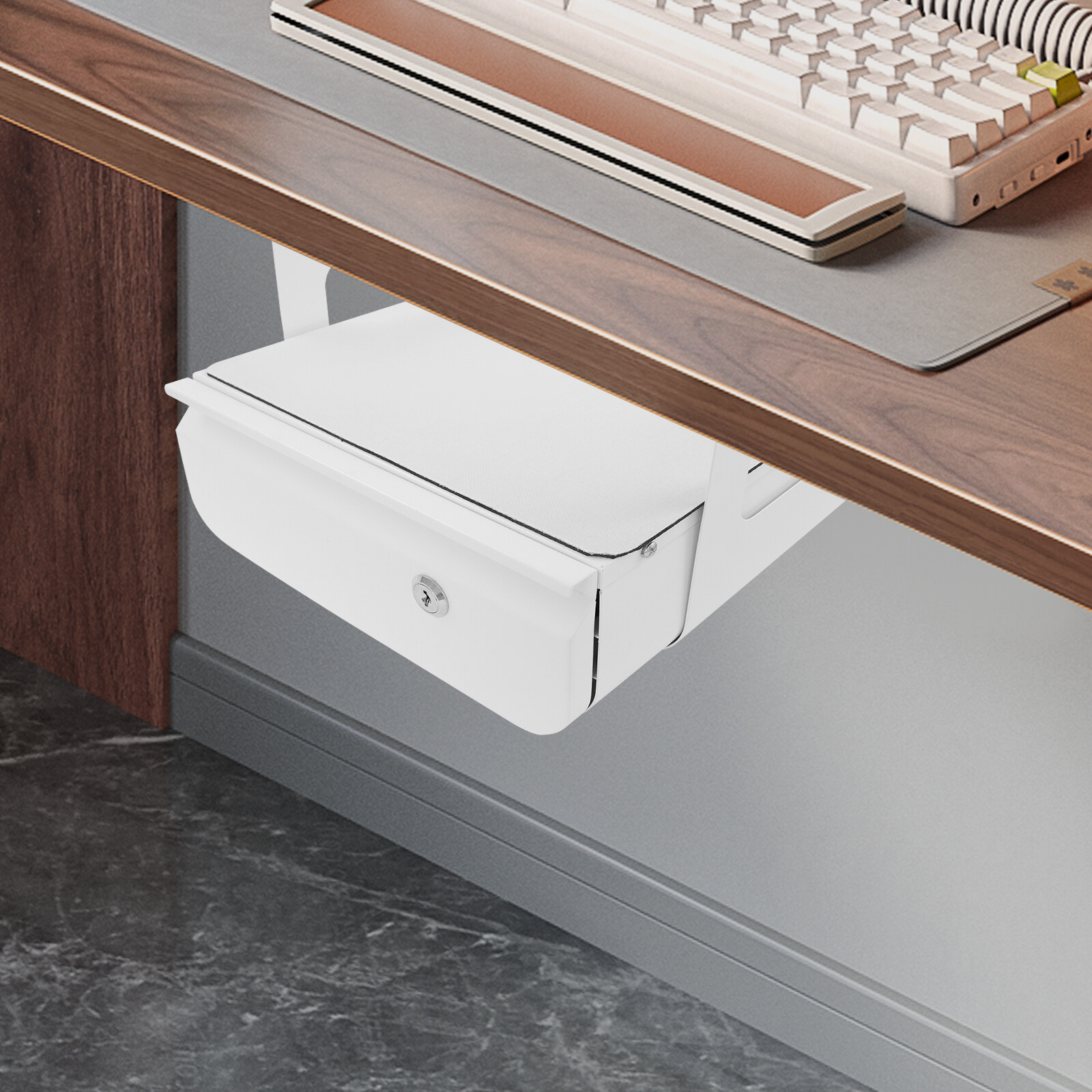 Lockable Under Desk Sliding Pull-Out Drawer Space Saver Sliding For Home/Office