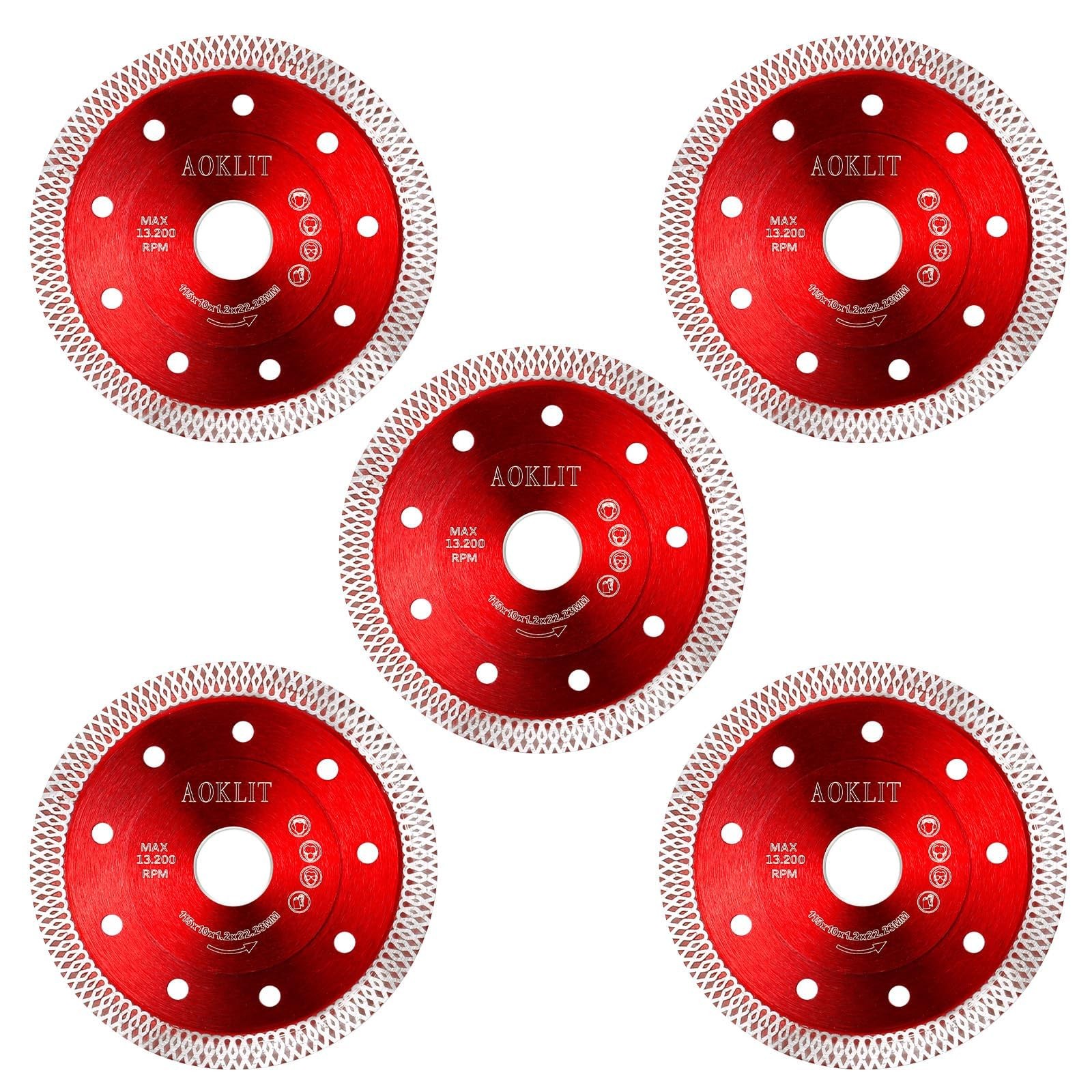 5 Pcs Diamond Saw Blades 41/2 Tile Grinder Blade For Angle Grinder Super Thin T