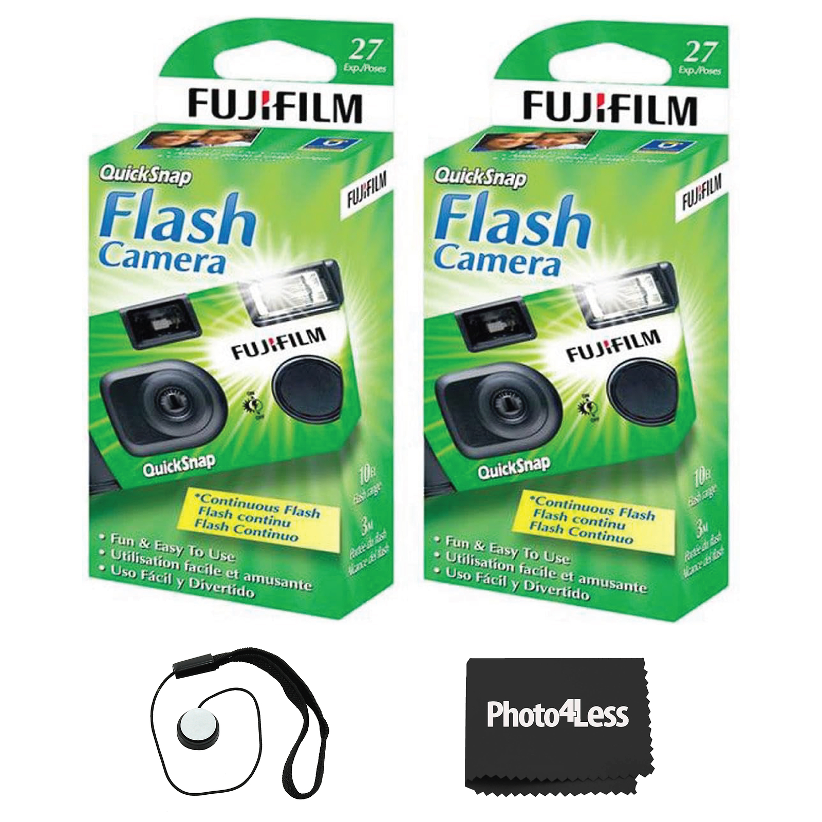 FUJIFILM QuickSnap Flash 400 One-Time-Use Disposable Camera 2-Pack Bundle