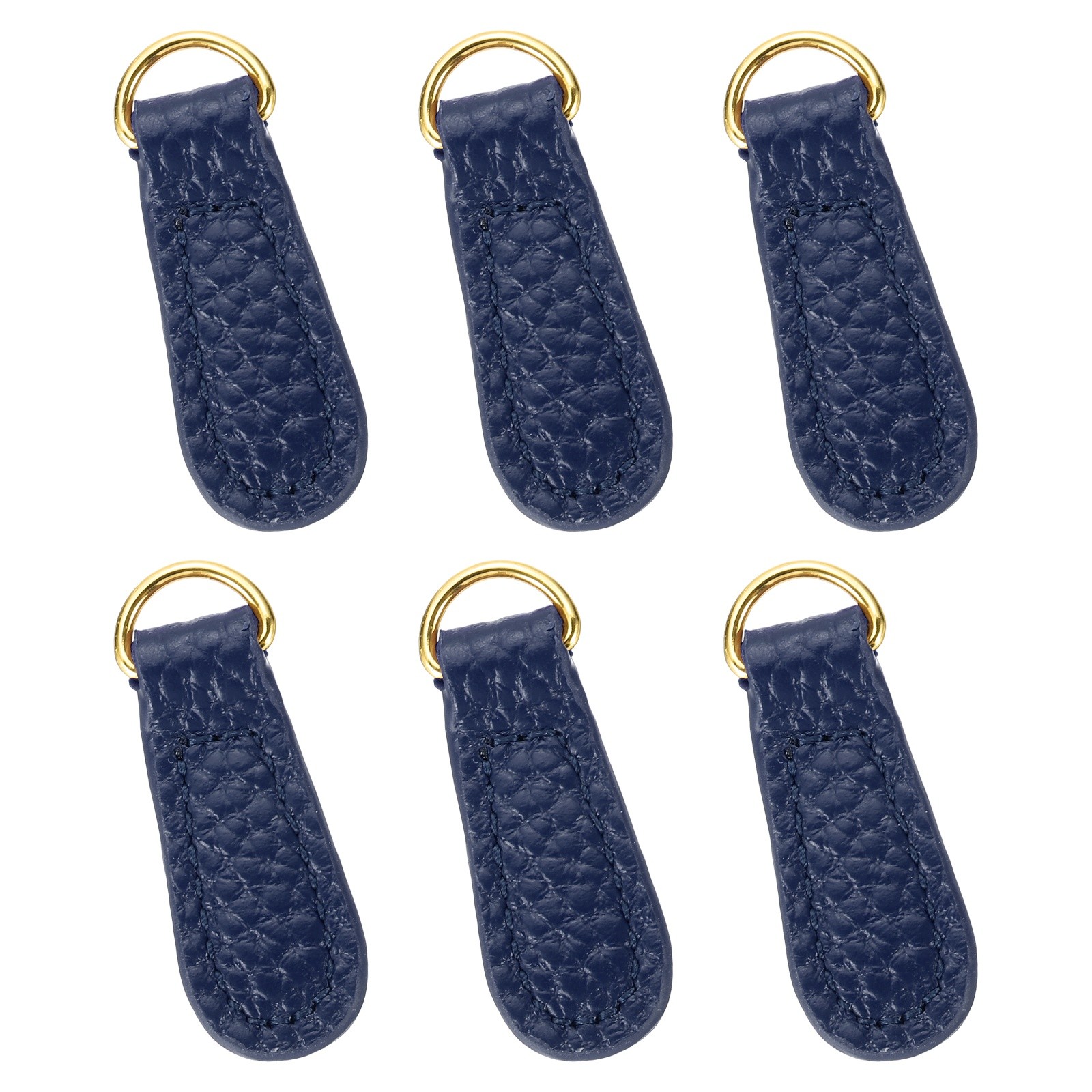 6pcs Zipper Pull, 1.57 Inch Litchi Leather Zipper Replacement Repair, Dark Blue