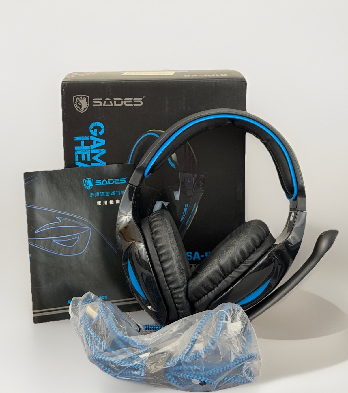 SADES Model SA-902 Stereo Gaming Over-Ear Headset USB Surround Sound