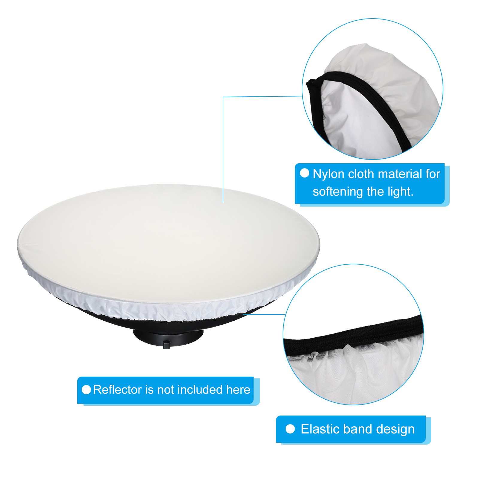 17" 42cm Soft Diffuser Lamp Cover Light Strobe Reflector Lamp Sock White