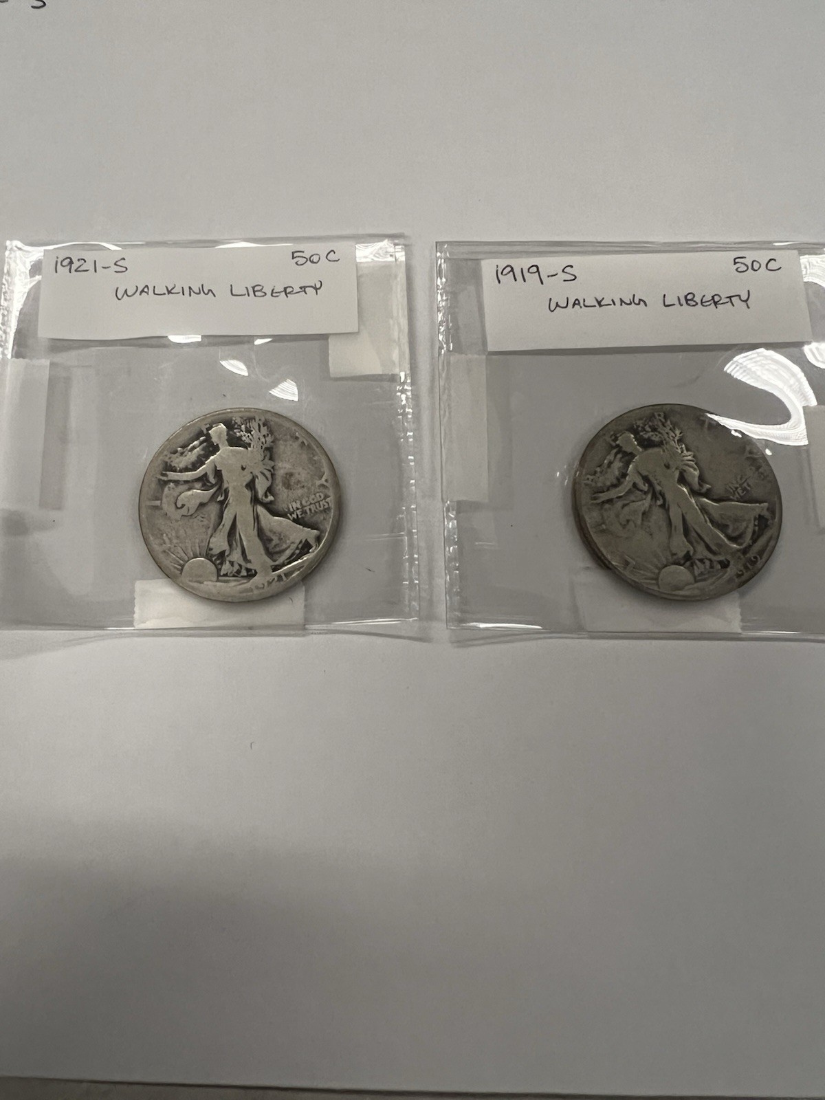 1919-s 1921-s and 1938-d Walking Liberty Half  Ungraded