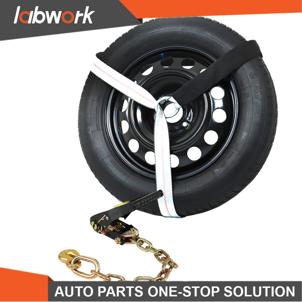 Labwork Car Tie Down with Chain Anchors 4 Pack 2 Inch x 96 Inch Silver
