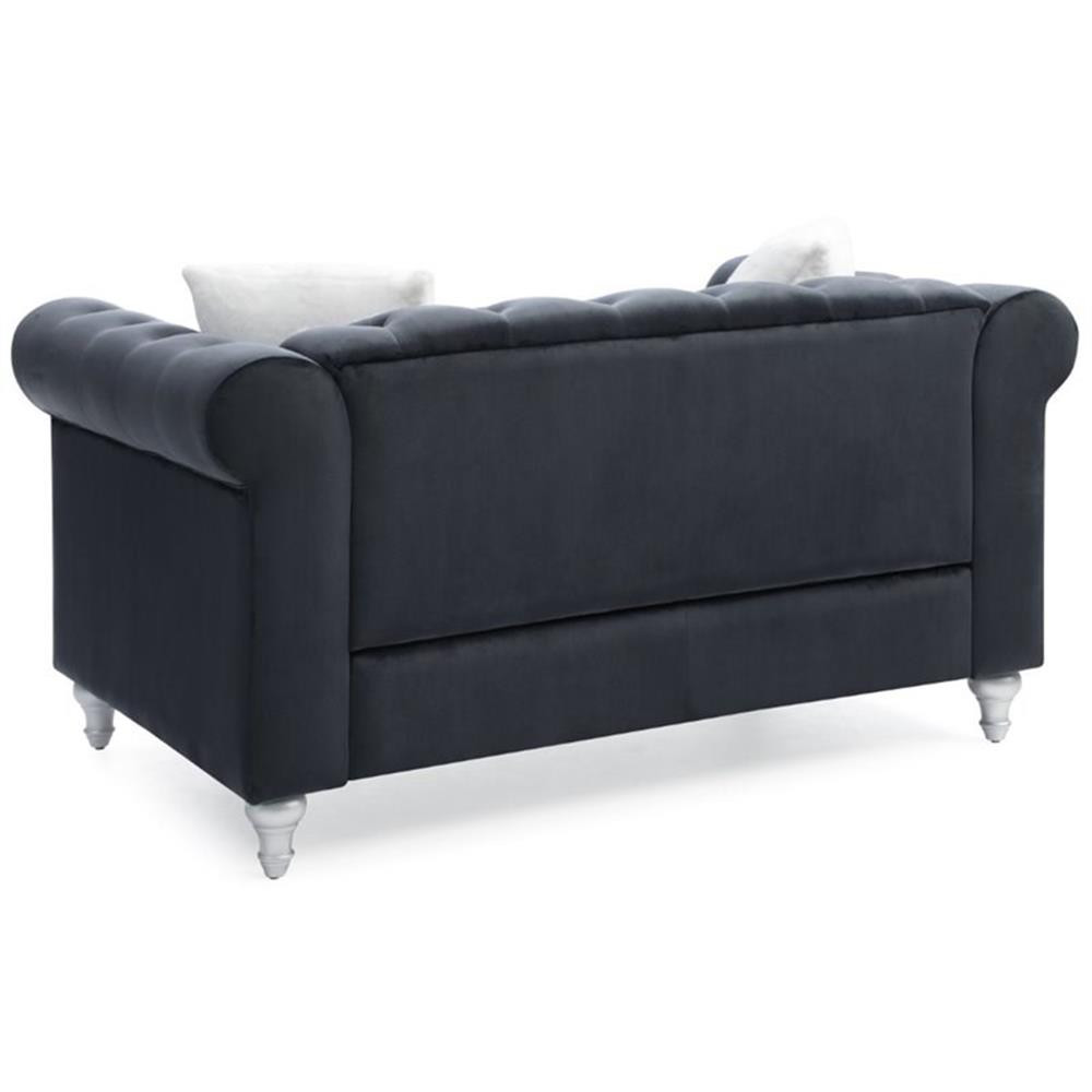 Maklaine 19" Contemporary Soft Velvet Upholstered Loveseat in Black
