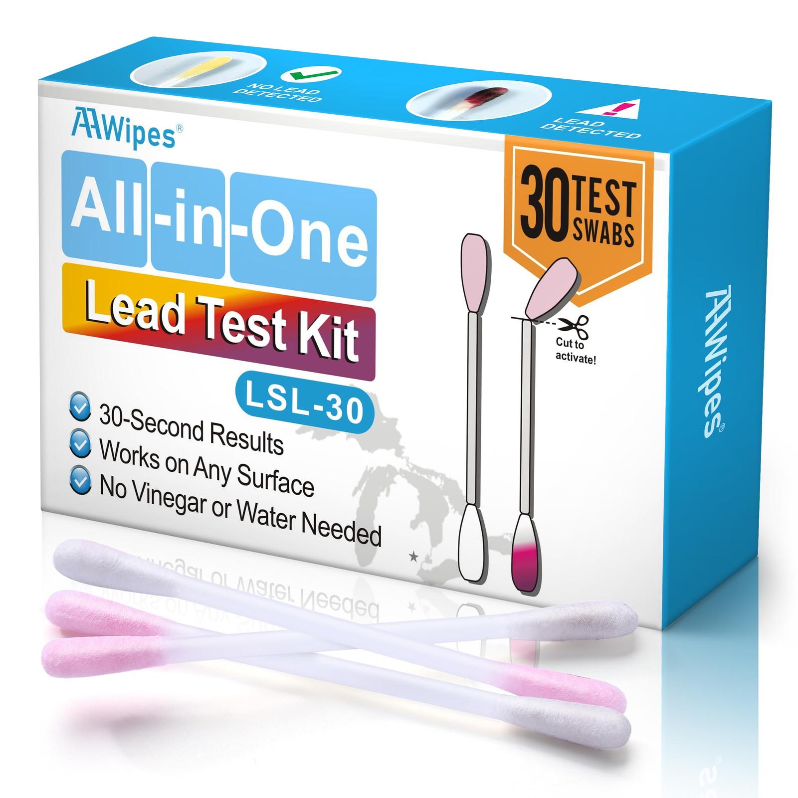 AAwipes Lead Test Kit All-in-1 30 Swabs Results in 30 Seconds at Home Lead...