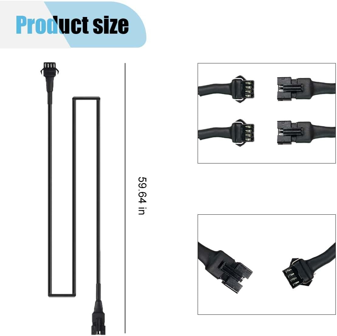 4PCS 59 Inch 4 Pin RGB LED Light Extension Cable Wire Cord Set, Neon Accent Atmo