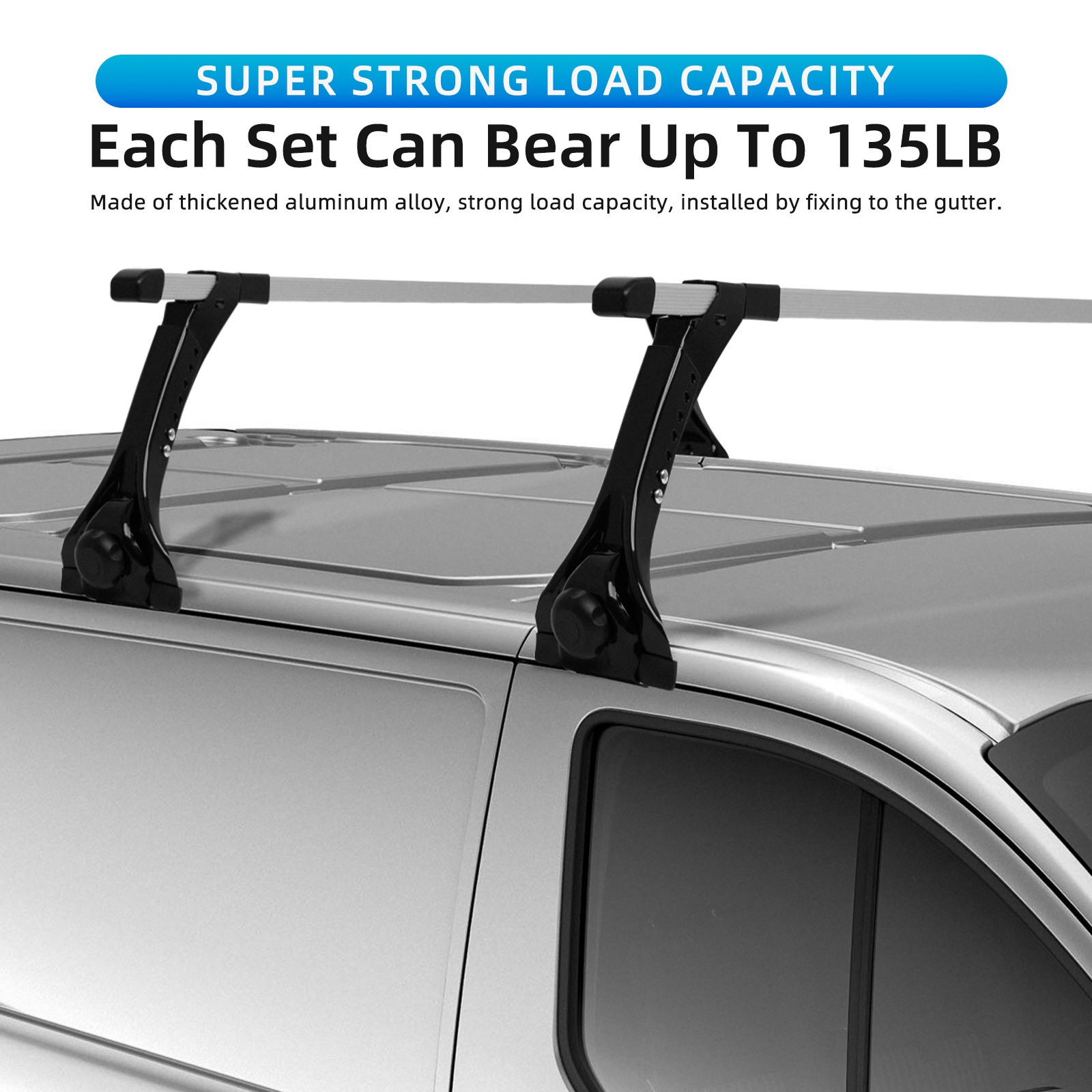 For Jeep Wrangler Van Top Roof Rack Cross Bar Adjustable Cargo Carriers Luggage
