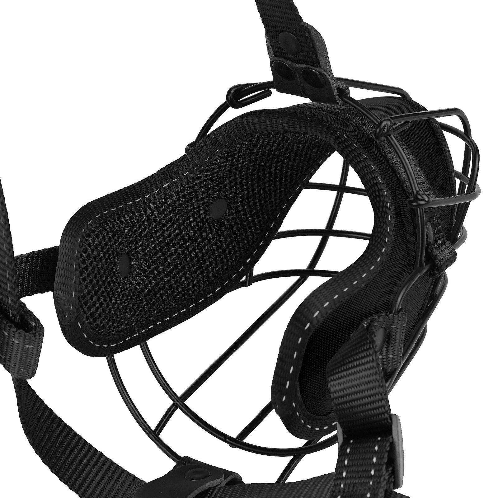 OOPSDOGGY Pitbull Dog Muzzle Reflective Metal Mask Secure Wire Pitbull, Black