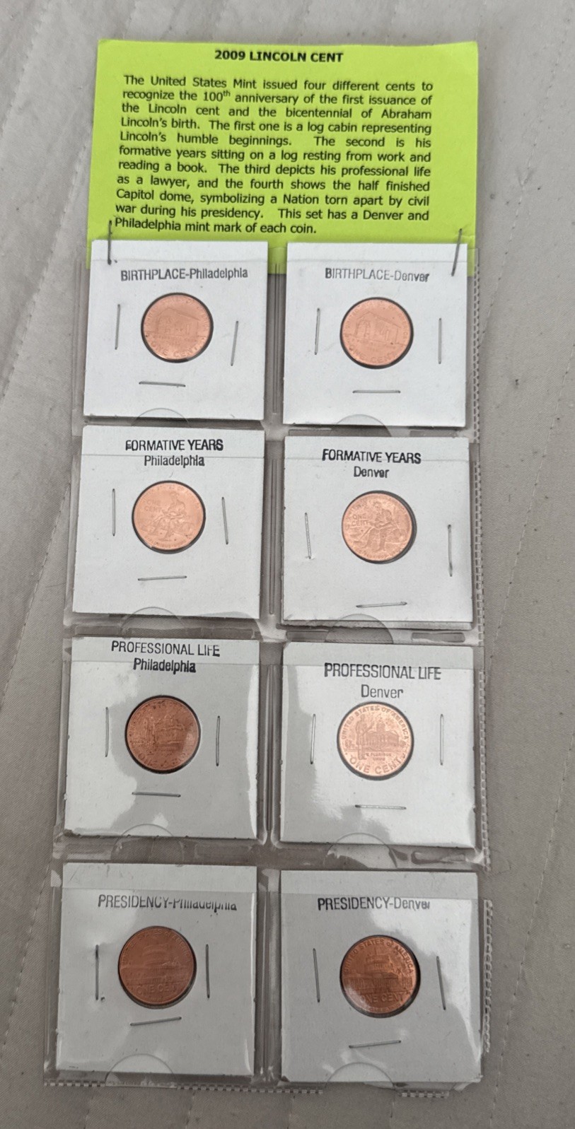 2009 Lincoln cent series 8 coin set