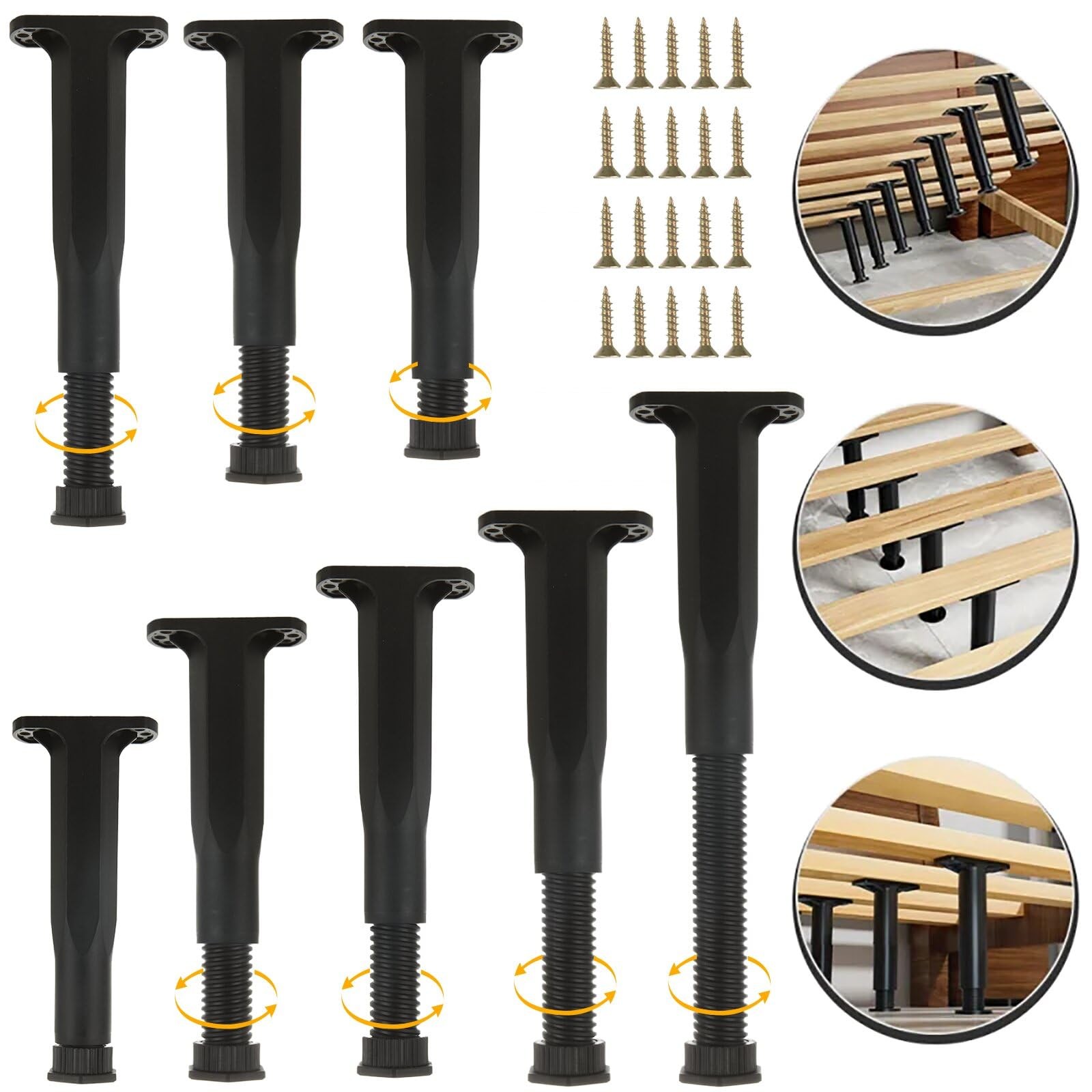 YAYODS 8 Pack Bed Support Legs 8.2-14.7 Inch Height Adjustable Bed Frame Supp...