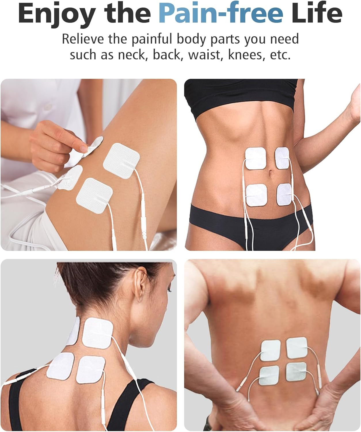 20PCS TENS Unit Electrode Pads 2X2 with Reusable Self-Adhesive Performance, Repl