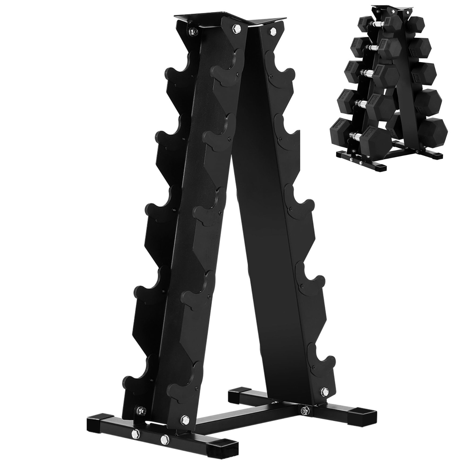 5-Tier Dumbbell Rack Stand for Home Gym – Large Capacity Steel Weight Organizer