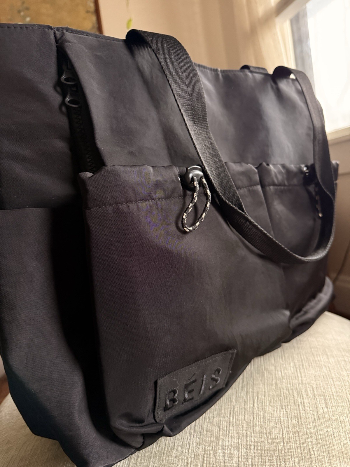 BEIS Large Black Sport Tote Bag For Gym Pickleball Court Or Weekend Travel
