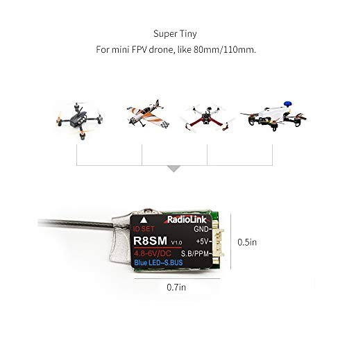 R8SM 2.4G 8 Channels Mini Receiver SBUS/PPM Long Range Control for FPV Micro