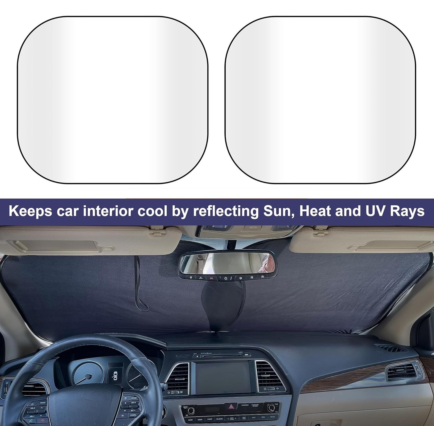 2Pcs Car Foldable Windshield Sun Shade SUV Front Window Interior Sun Protection