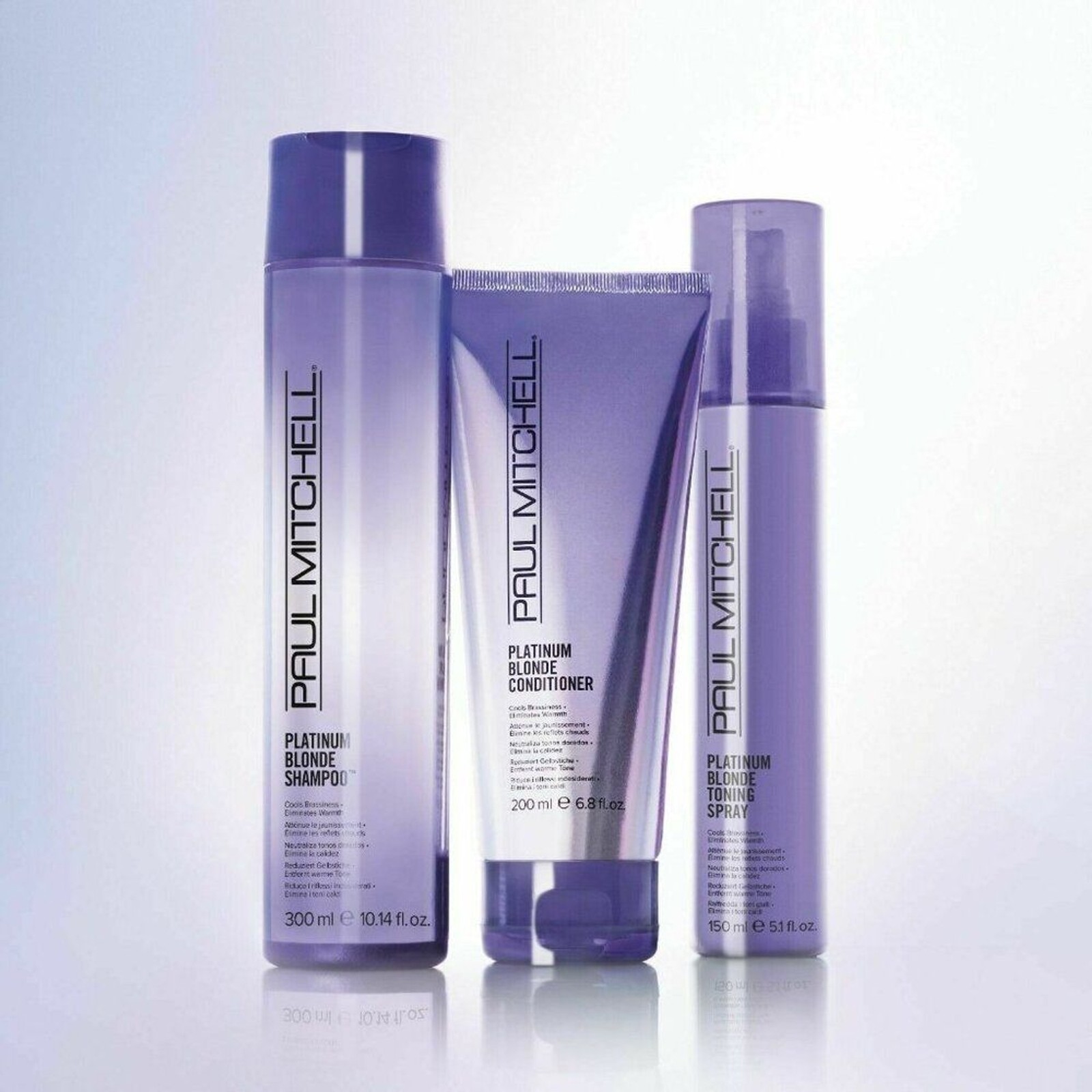 (3Pc Set) Paul Mitchell Platinum Blonde Shampoo & Conditioner & Toning Spray