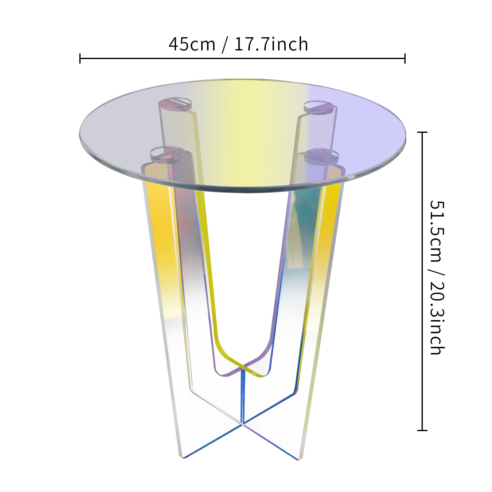 Modern Iridescent Coffee Table Acrylic Side Table Rainbow End Table Living Room