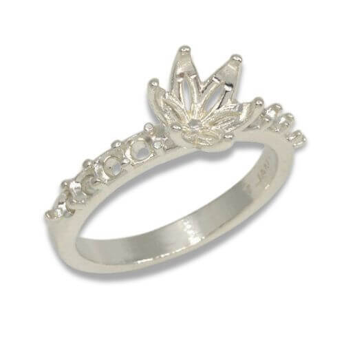 Round Tulip Accented Pre-notched Ring Mounting