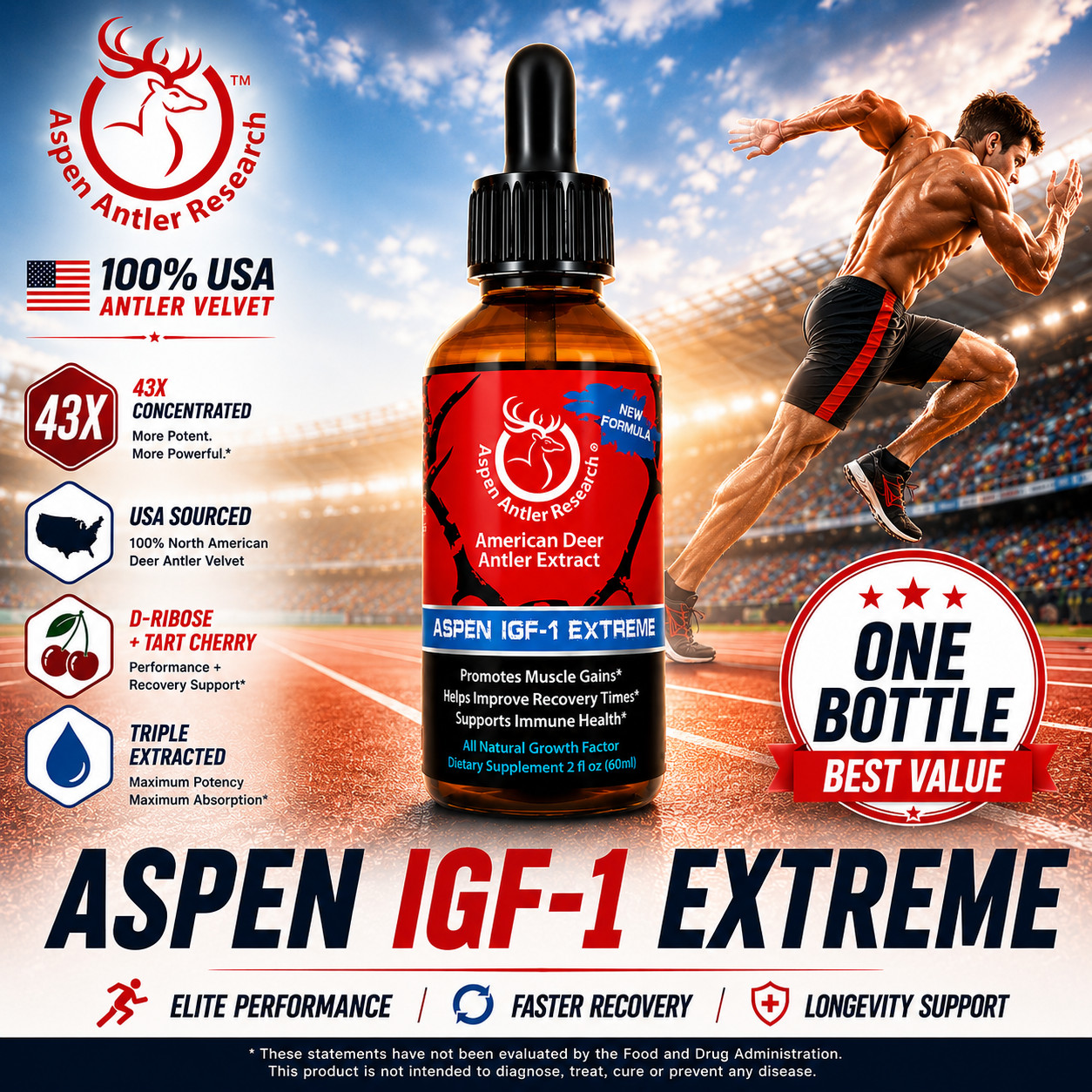 Deer Antler Velvet Spray EXTREME IGF-1 | 400mg At 43X | One Bottle