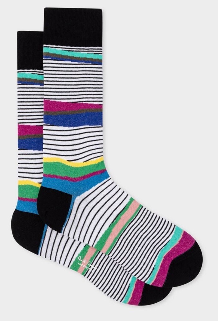New PAUL SMITH Socks Multistripe Organic Cotton Blend Made In ITALY NWT $28 USD