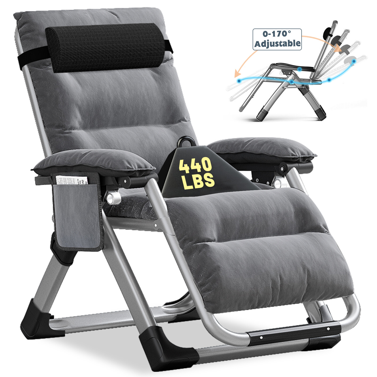NAIZEA Zero Gravity Chair Set of 2 With Armrest Mat Reclining Lounge Patio Chair