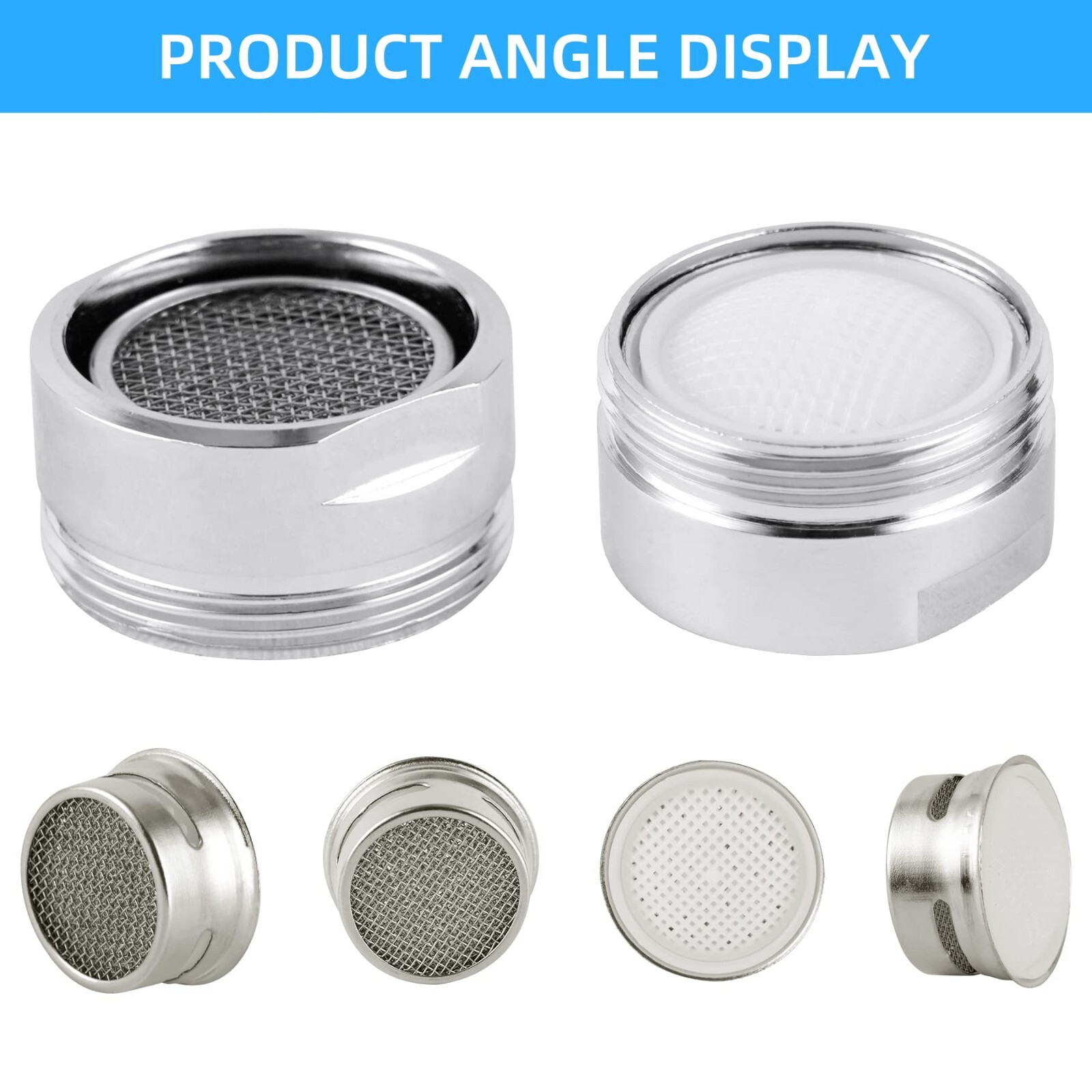 4 PCS Faucet Aerator, Kitchen Sink Aerator Faucet Filter with Solid Brass Shell