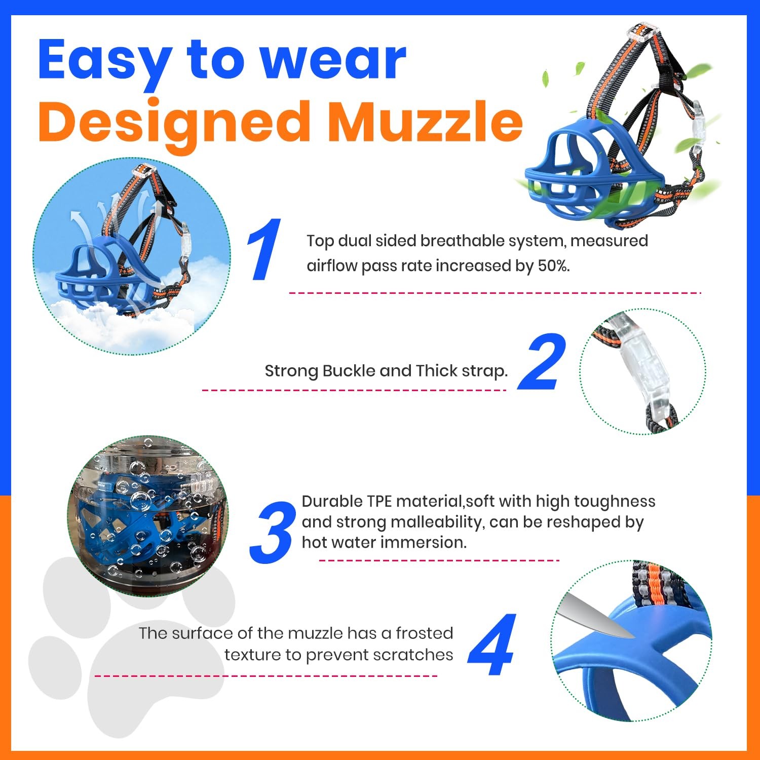 Dog Muzzle, Basket Muzzle for Small Medium Large Dogs, Anti-Biting and Chewin...