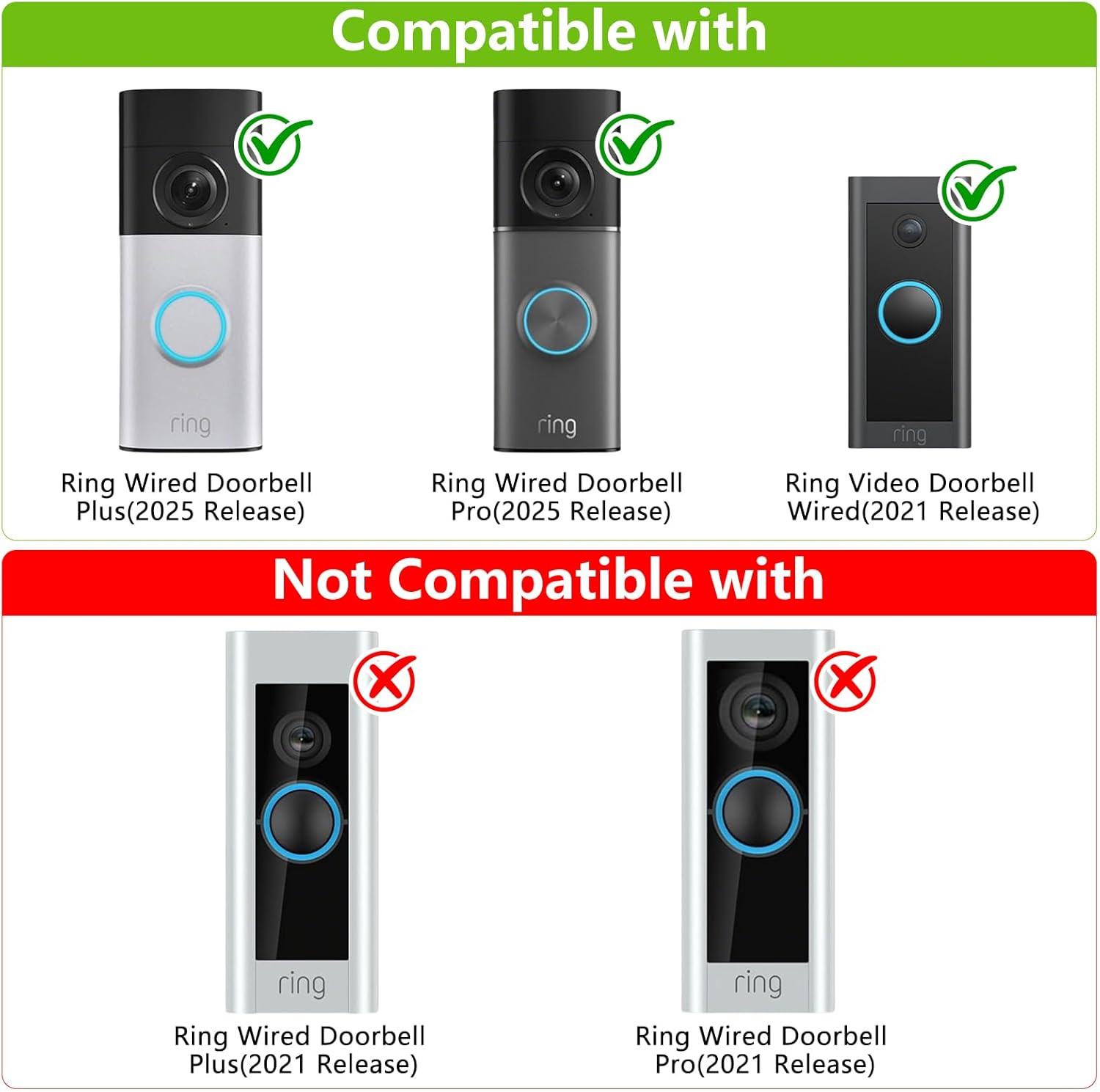 Ring Vinyl Siding Mount for Ring Wired Doorbell Pro/Plus(2025 Release)/Ring Vide