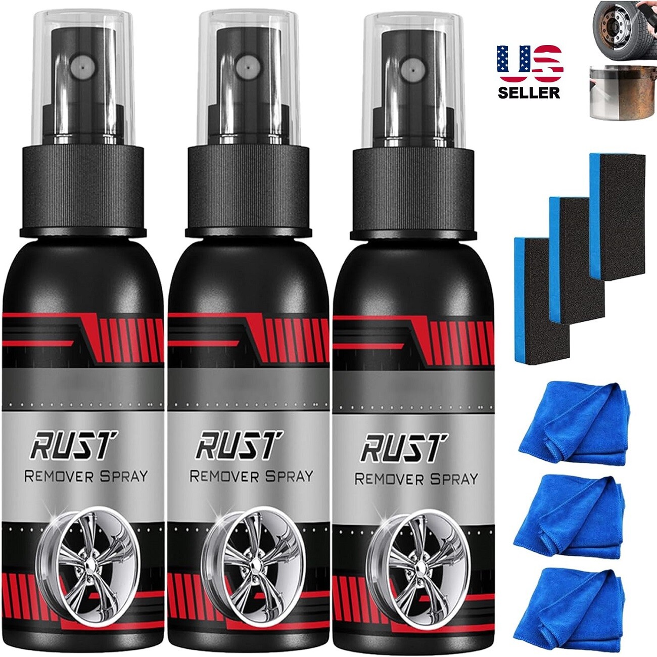 3× Car Rust Remover Inhibitor Maintenance Cleaning Derusting Spray Metal Cleaner