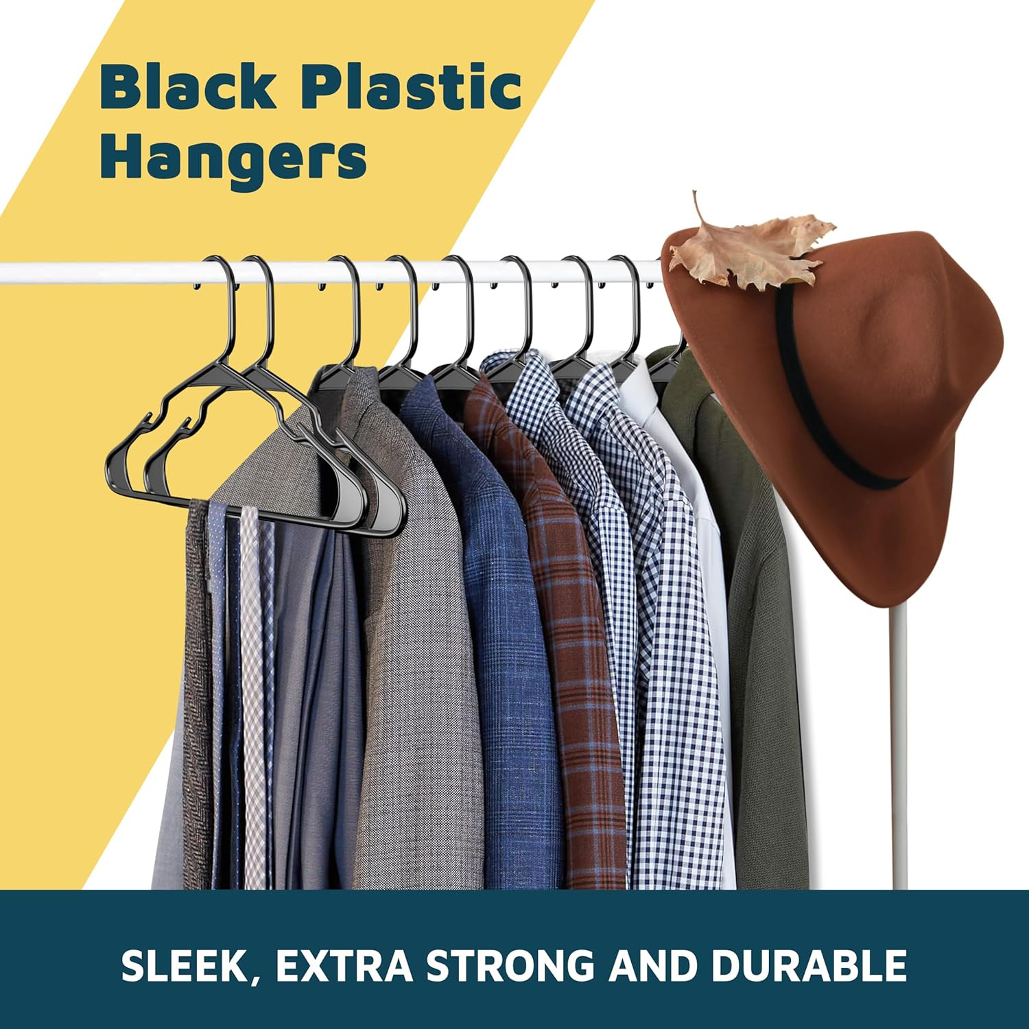 Plastic Clothes Hanger Set - 50 Pieces Versatile, Lightweight, Space-Saving, Non