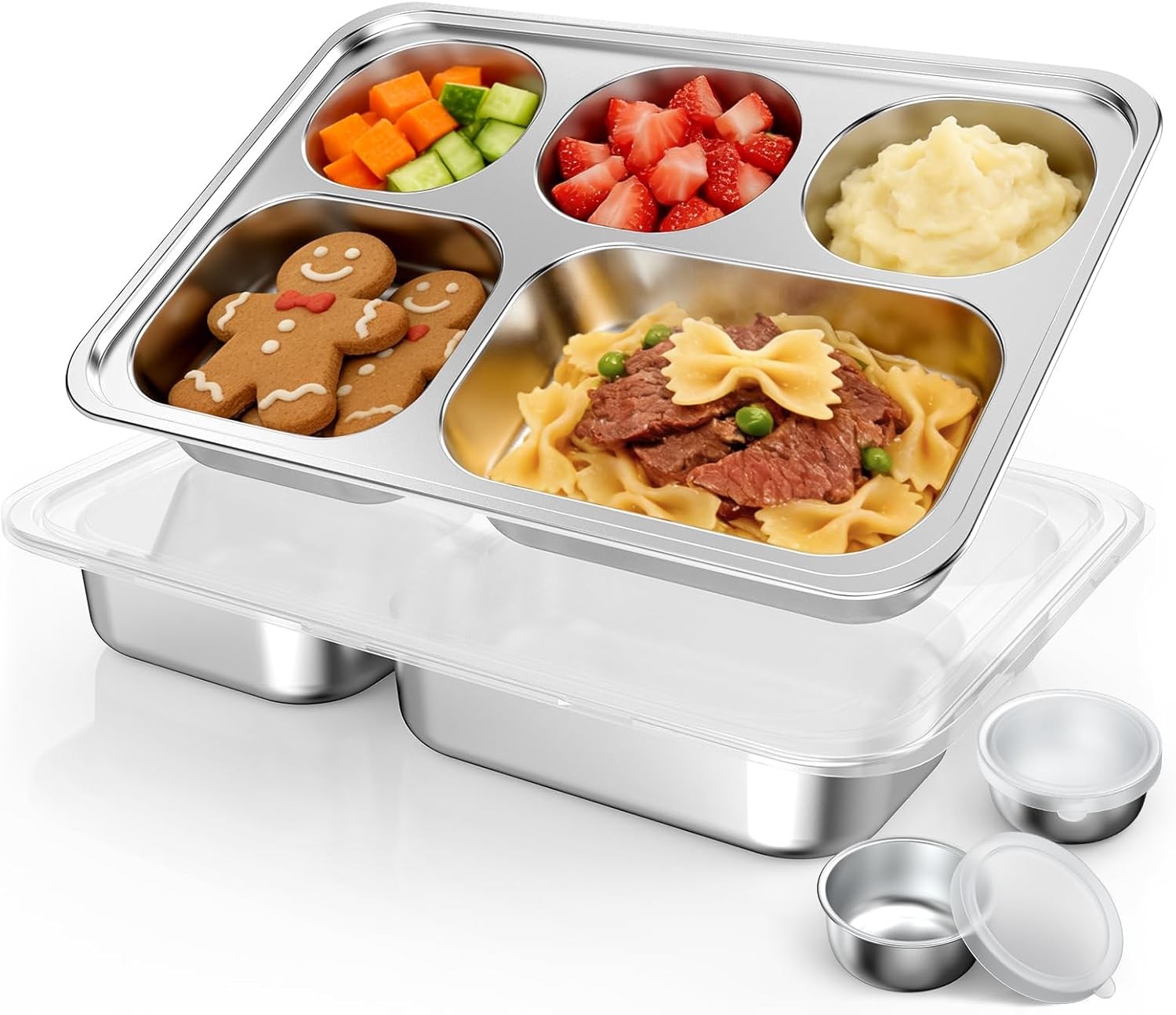 Stainless Steel Divided Plate for Kids Toddler, Non Toxic Portion Control Plate