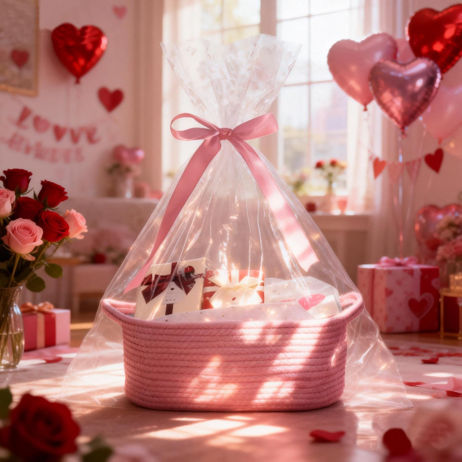 Baby Gift Basket with Gift Bags and Ribbons, 12x 8x 5 Inch Basket for Baby an...