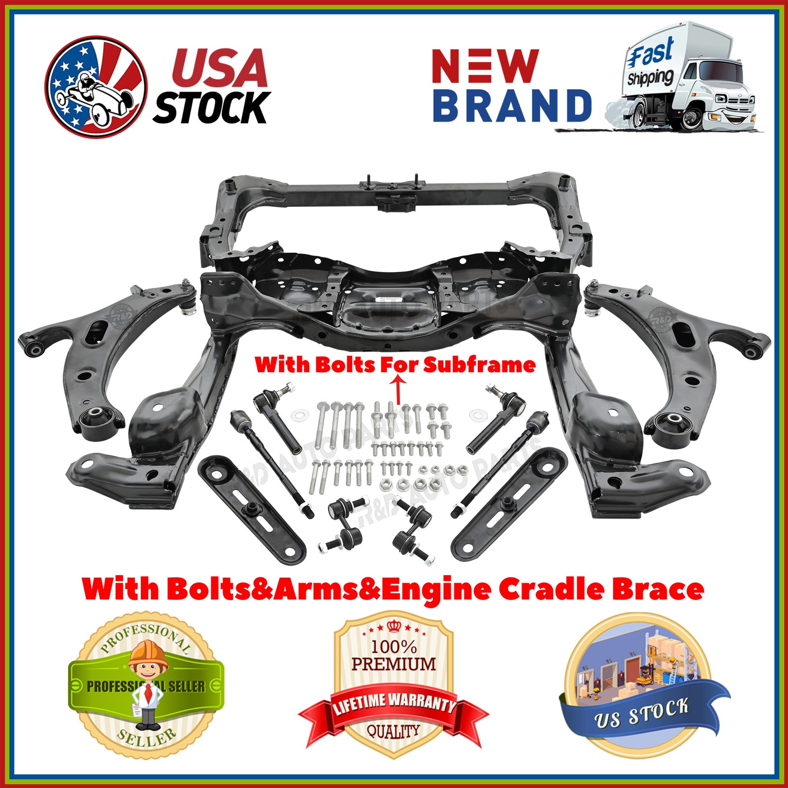 Front Subframe Crossmember for Subaru Legacy Wagon Outback 2010-2014 With Arms
