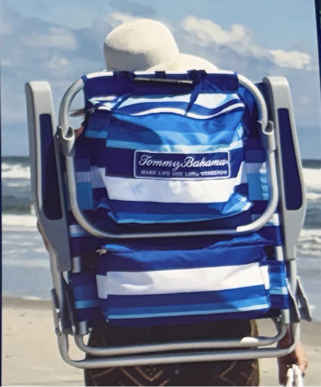 2 PACK Tommy Bahama Backpack Beach Chairs Morning Blue NEW