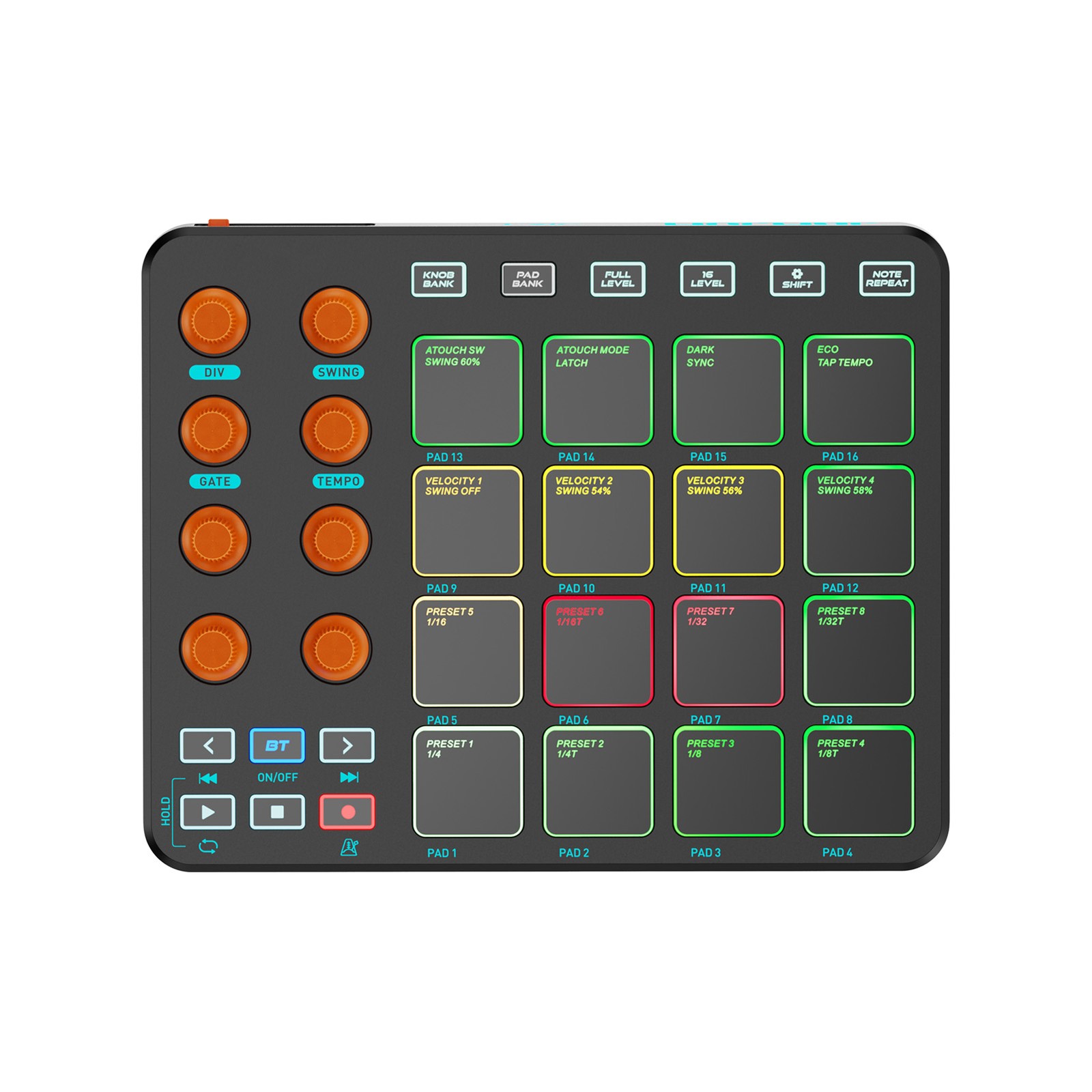All ABS MIDI Controller Wireless MIDI Synthesizer Adjustable Knobs Custom Comman