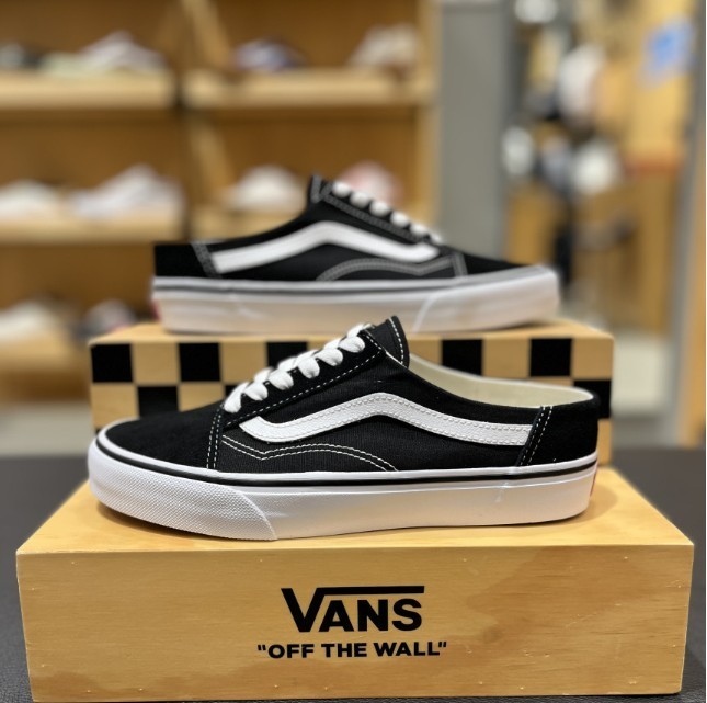 Vans Old Skool Mule Black White Backless Slip-On Unisex Shoes VN0A3MUS6BT
