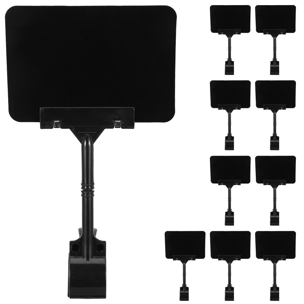 10 Set Reusable Plastic Pricing Boards with Clips for Store Price Display Black