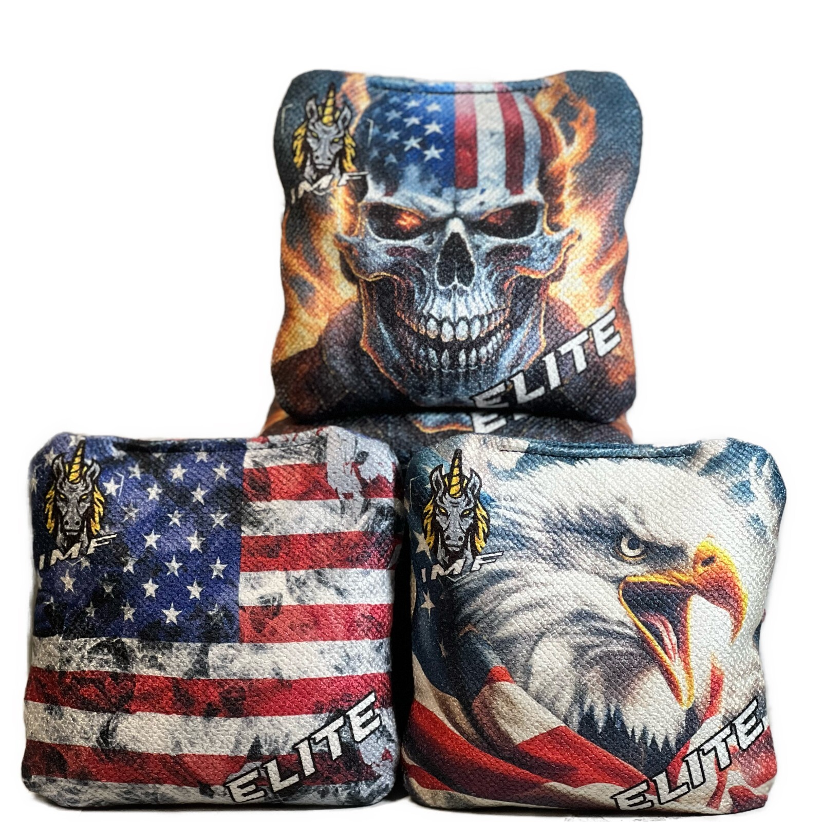 IMF -PATRIOT -DUAL SIDED STOP & GO ALL WEATHER  PRO CORNHOLE BAGS - SET OF 4