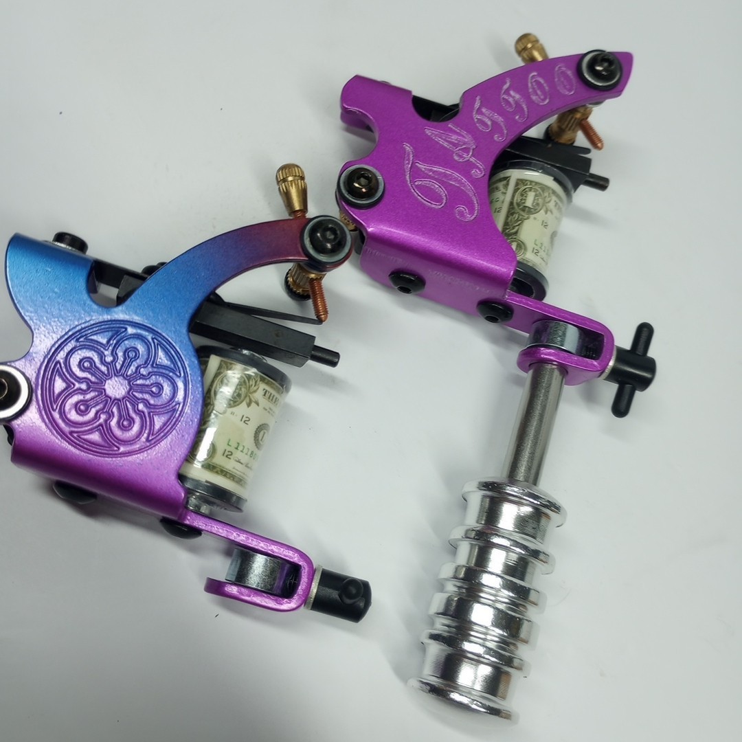 Lot of 2 Vintage Beautifully Designed Tattoo Machines w/ 1 Tube & Grip Guns NIB