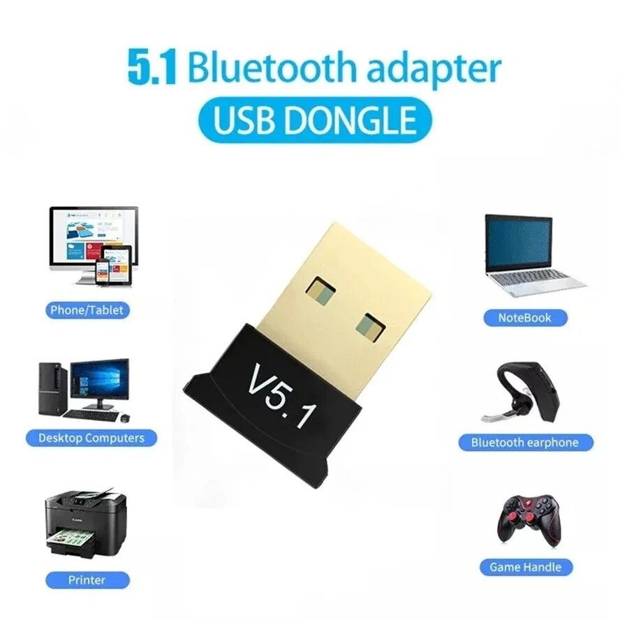 USB Bluetooth 5.1 Wireless Audio Music Stereo Adapter Dongle receiver For TV PC