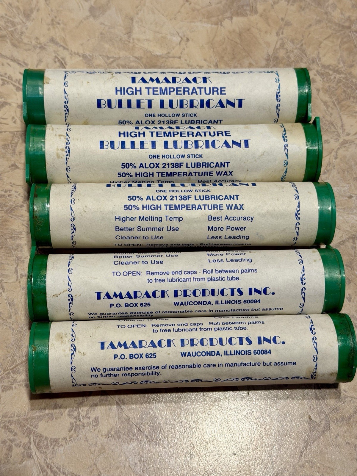 Tamarack Bullet Lubricant High Temperature 50/50 Alox 2138-f Hi Temp Wax 5pcs.